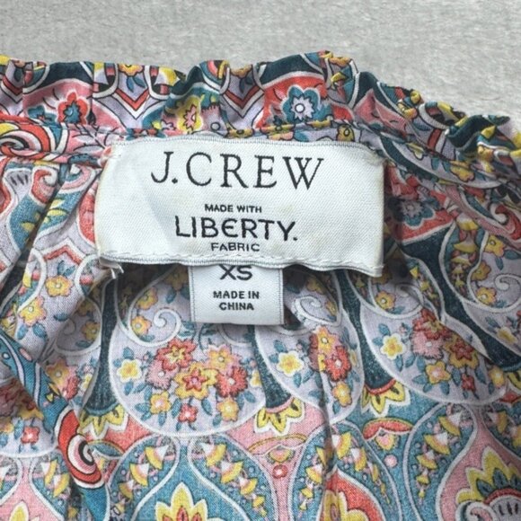 J.Crew X Liberty Giorgia Duke Floral Tie Waist Organic Cotton Button Blouse XS - Picture 14 of 16